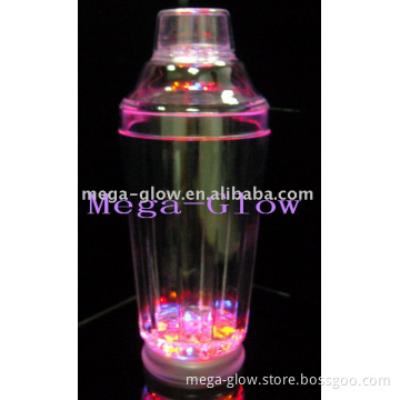 LED flashing cocktail shaker, light up drink ware, LED flashing glass